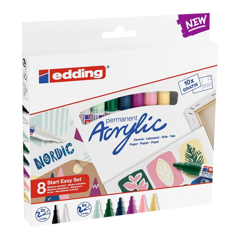 Set creativ Edding, markere acrilice, 8 bucati/set Set creativ Edding, markere acrilice, 8 bucati/set